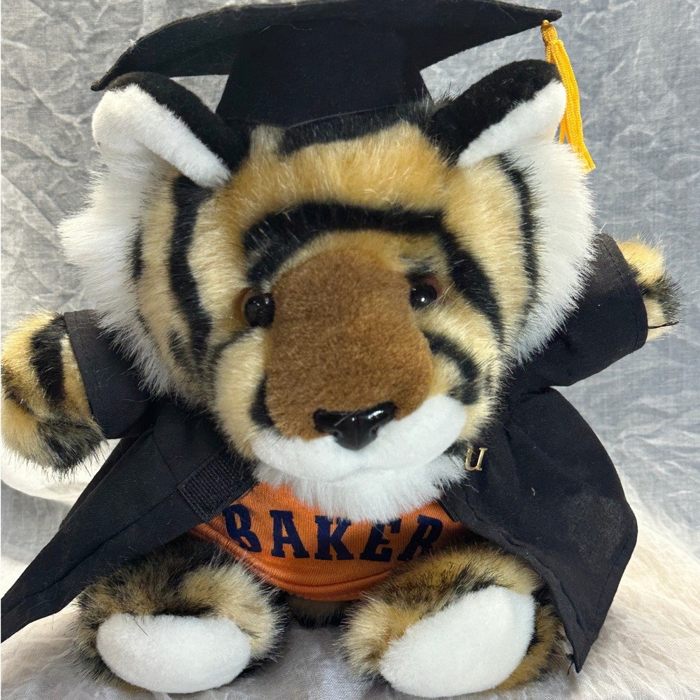 Baker University Graduation Tiger Plush Mascot BU Gown Cap It's All Greek To Me
